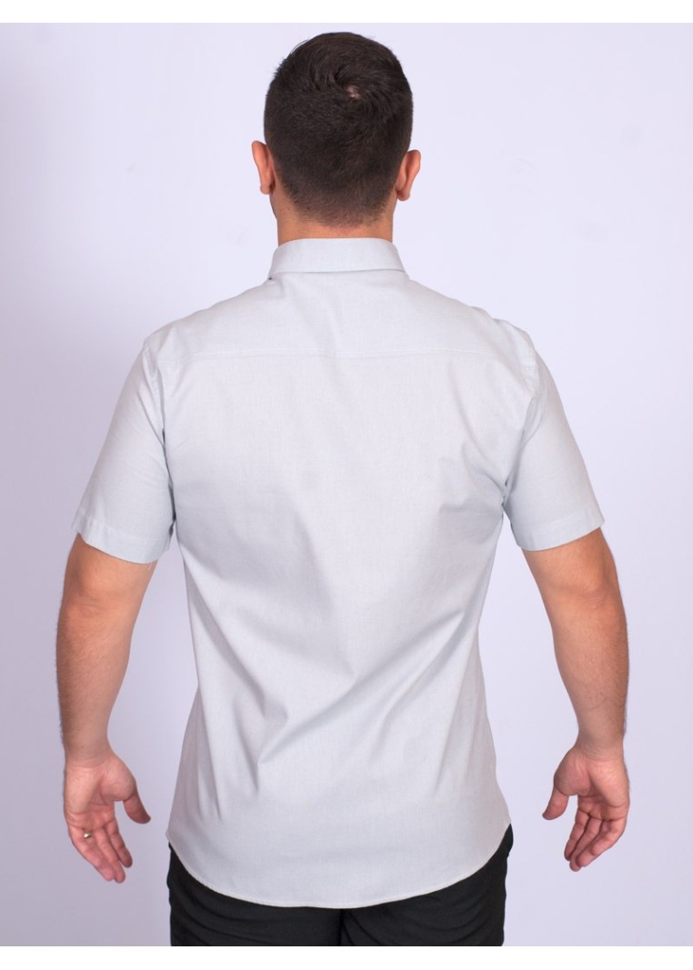 Camisa manga curta de linho misto cinza