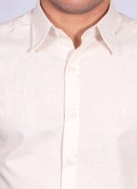 Camisa manga curta de linho misto amarelo