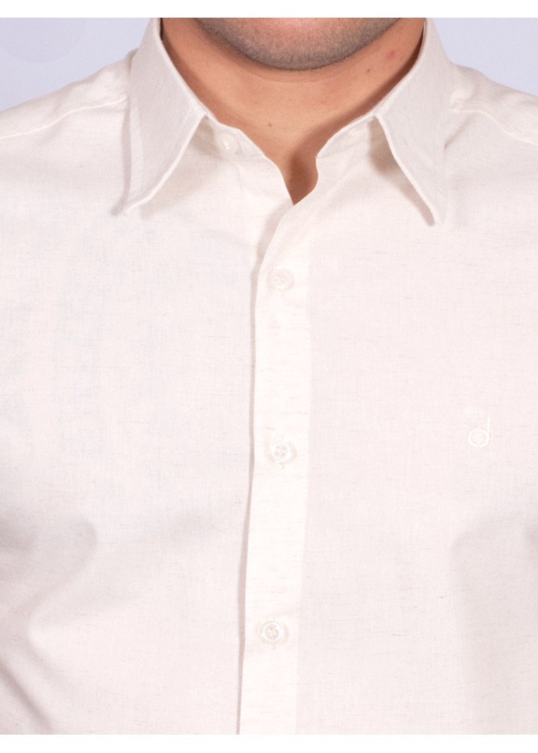 Camisa manga curta de linho misto amarelo