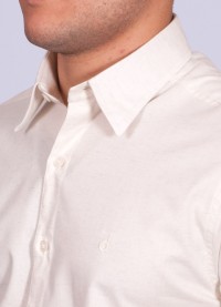 Camisa manga curta de linho misto amarelo