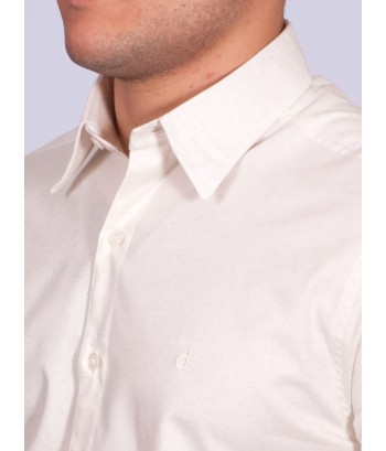 Camisa manga curta de linho misto amarelo