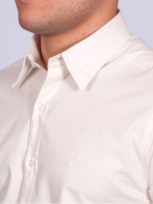Camisa manga curta de linho misto amarelo Camisa manga curta de linho misto amarelo