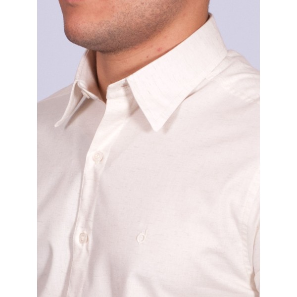 Camisa manga curta de linho misto amarelo