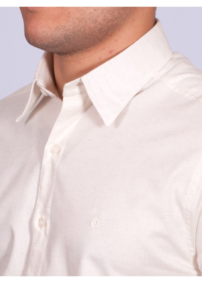 Camisa manga curta de linho misto amarelo