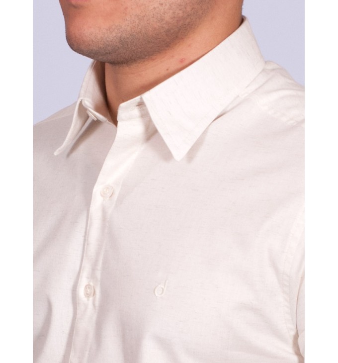 Camisa manga curta de linho misto amarelo Camisa manga curta de linho misto amarelo