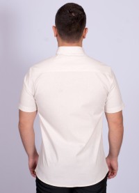 Camisa manga curta de linho misto amarelo