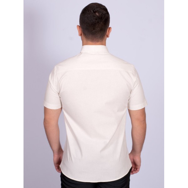 Camisa manga curta de linho misto amarelo