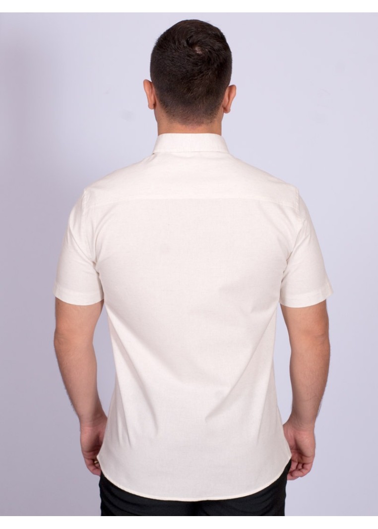 Camisa manga curta de linho misto amarelo