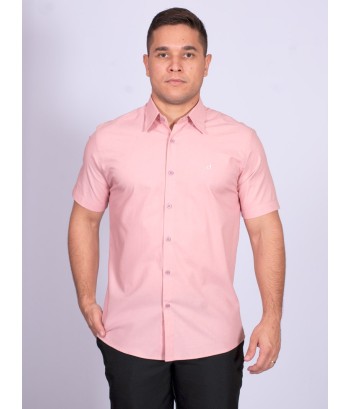 Camisa manga curta de linho misto nude