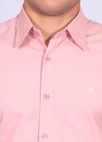 Camisa manga curta de linho misto nude