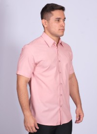 Camisa manga curta de linho misto nude
