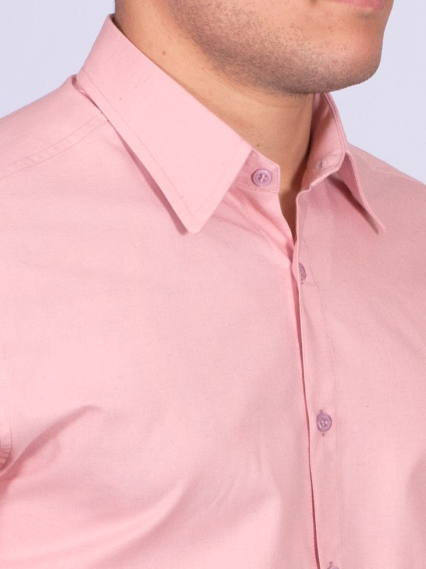 Camisa manga curta de linho misto nude Camisa manga curta de linho misto nude