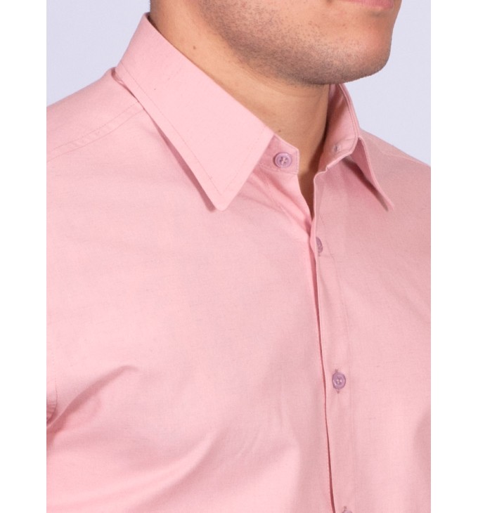 Camisa manga curta de linho misto nude