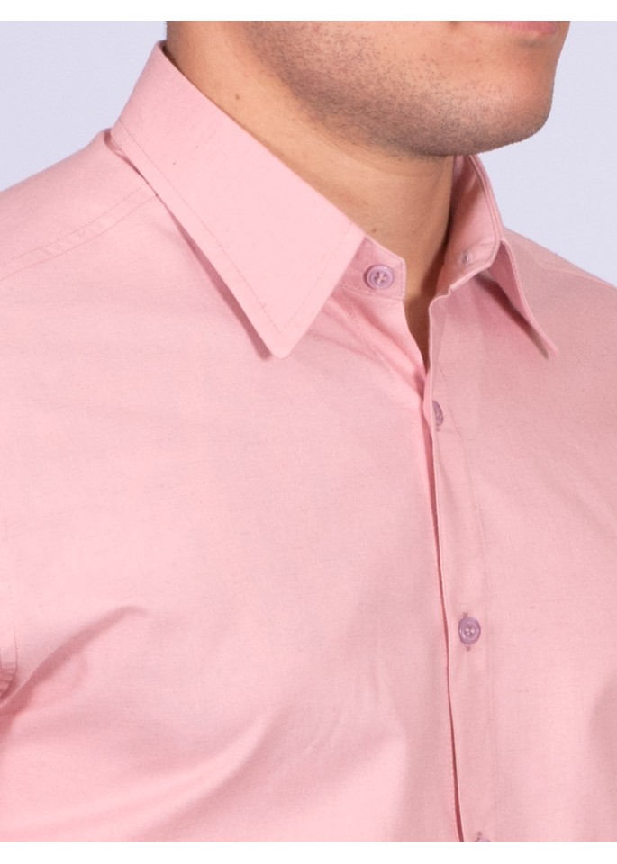 Camisa manga curta de linho misto nude