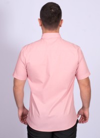 Camisa manga curta de linho misto nude