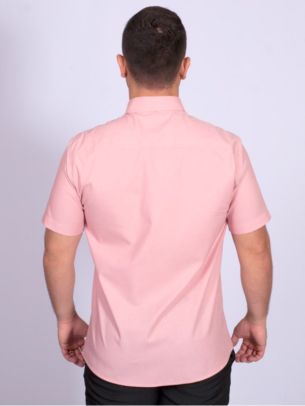 Camisa manga curta de linho misto nude Camisa manga curta de linho misto nude
