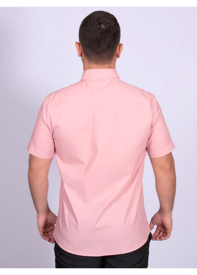 Camisa manga curta de linho misto nude
