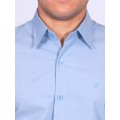 Camisa manga curta de linho misto azul claro Camisa manga curta de linho misto azul claro