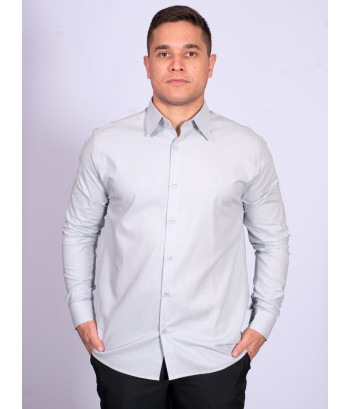 Camisa manga longa de linho misto cinza