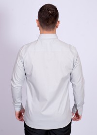 Camisa manga longa de linho misto cinza