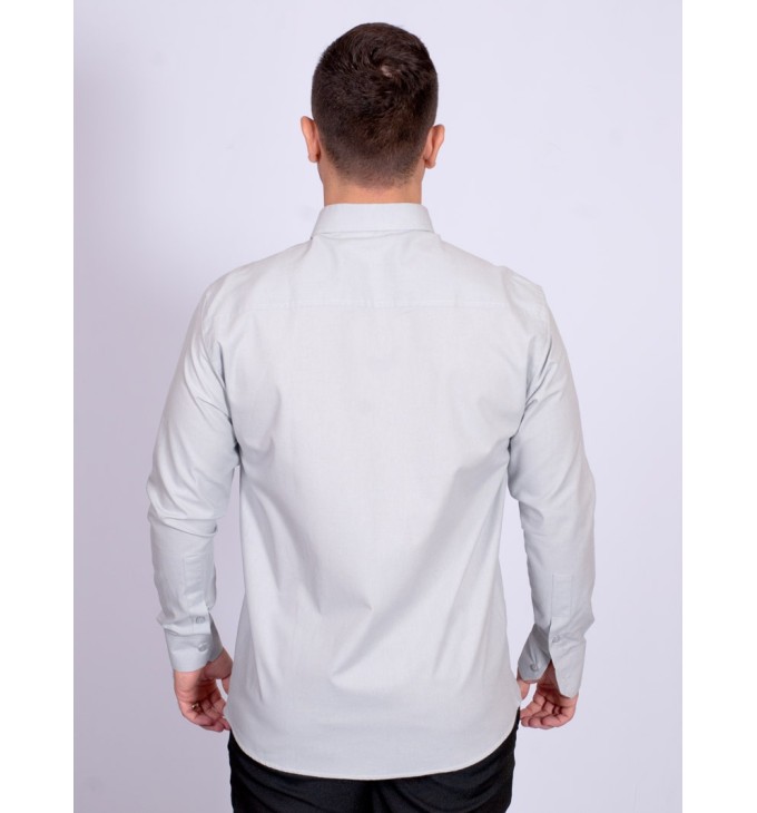 Camisa manga longa de linho misto cinza Camisa manga longa de linho misto cinza