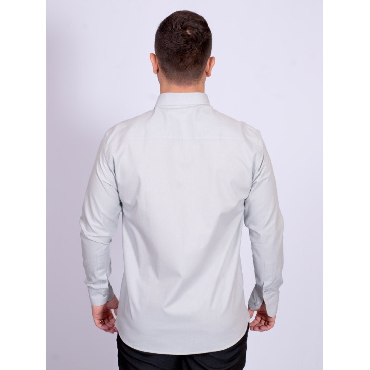 Camisa manga longa de linho misto cinza