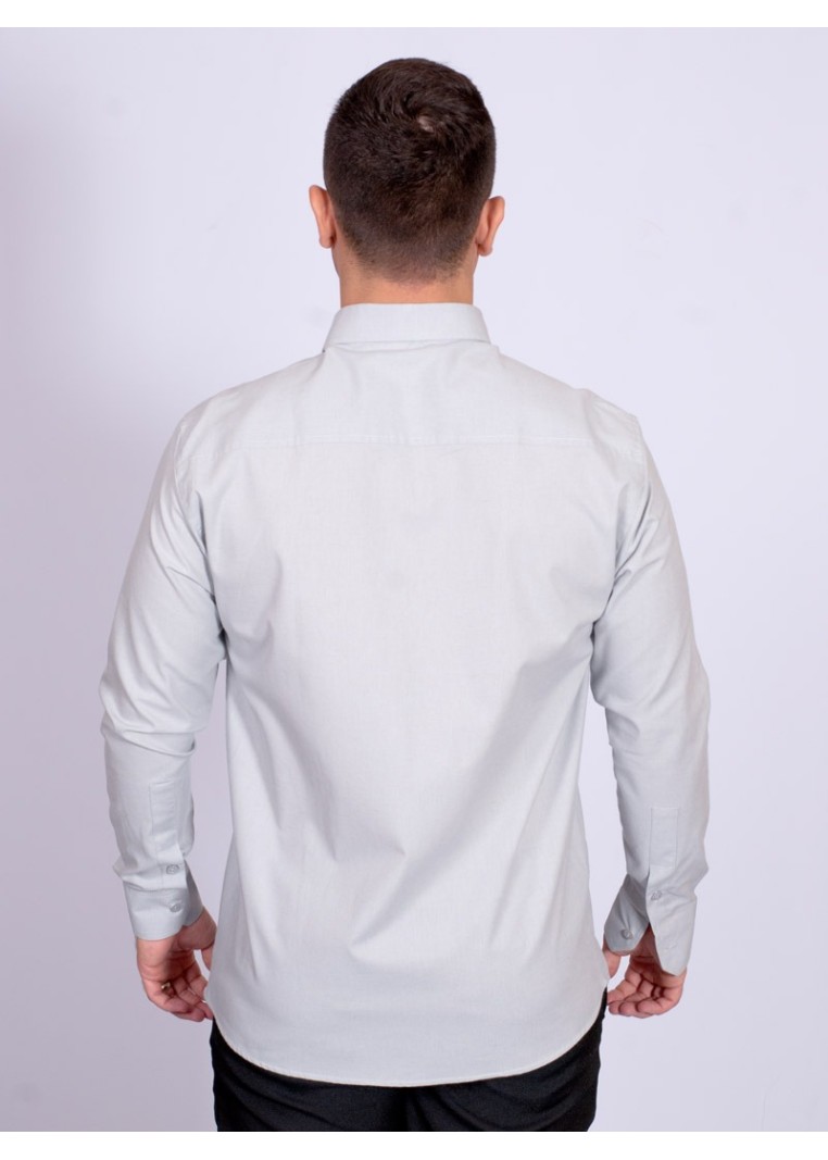 Camisa manga longa de linho misto cinza