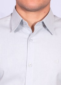 Camisa manga longa de linho misto cinza