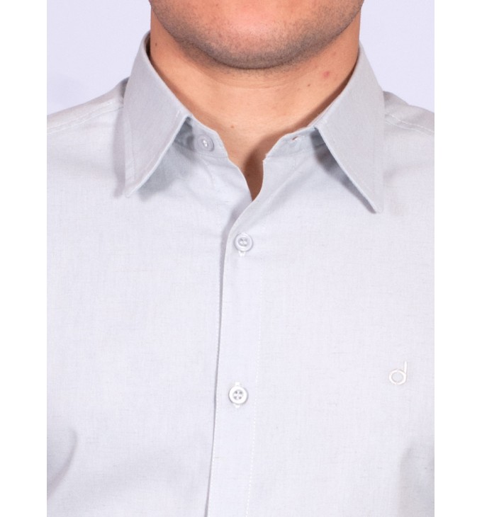 Camisa manga longa de linho misto cinza Camisa manga longa de linho misto cinza