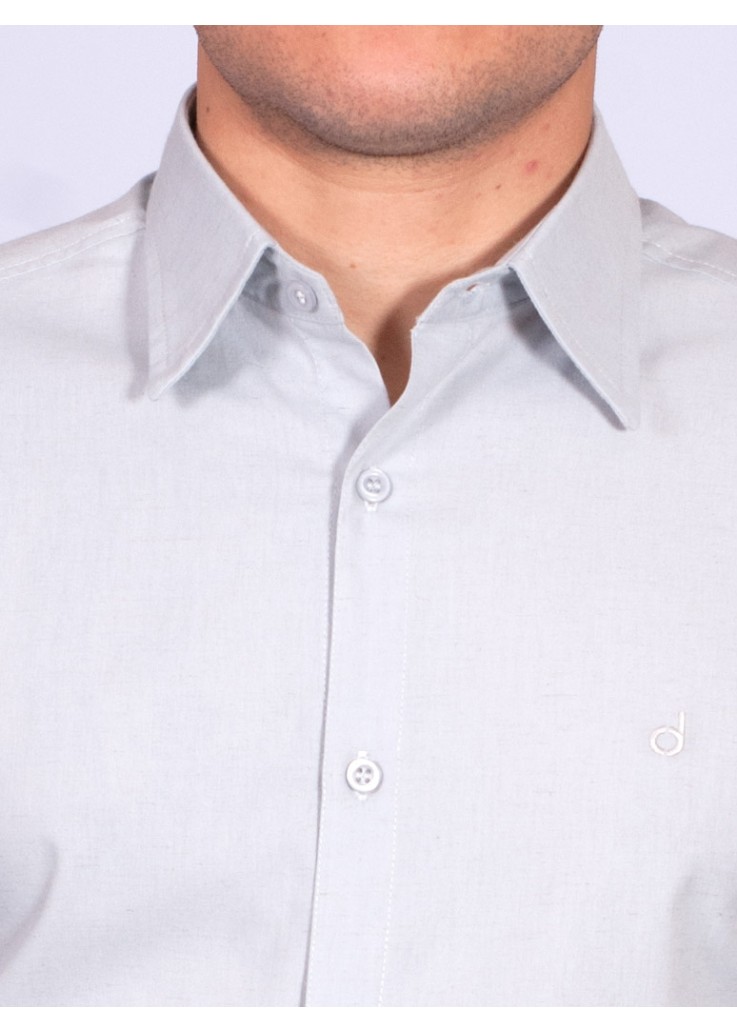 Camisa manga longa de linho misto cinza