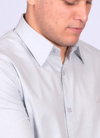 Camisa manga longa de linho misto cinza