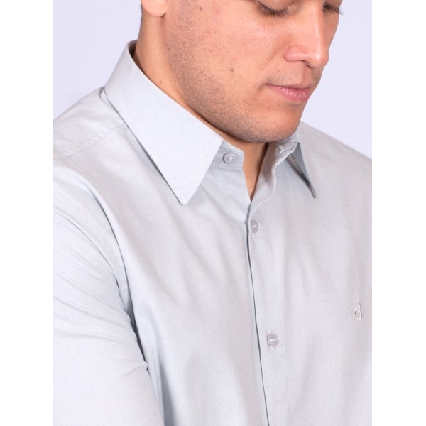 Camisa manga longa de linho misto cinza