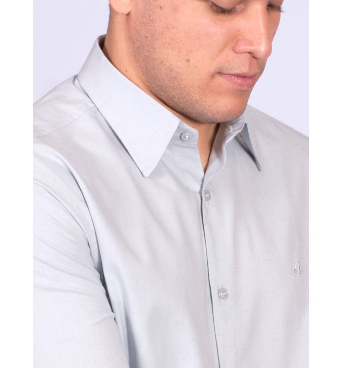 Camisa manga longa de linho misto cinza Camisa manga longa de linho misto cinza