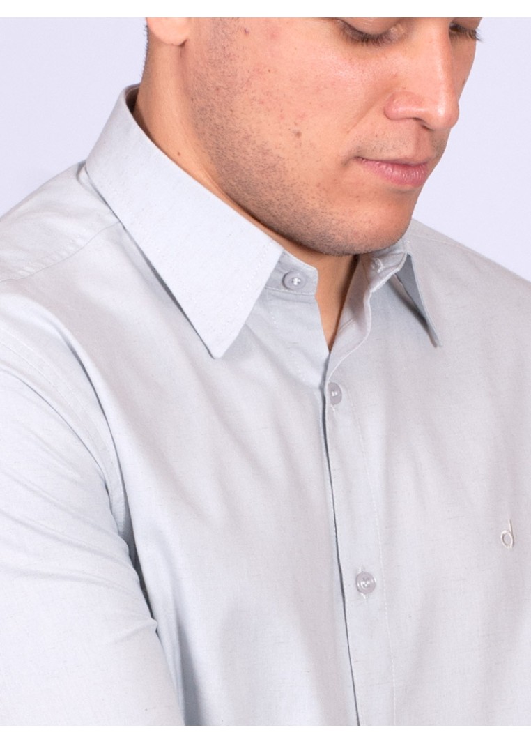 Camisa manga longa de linho misto cinza