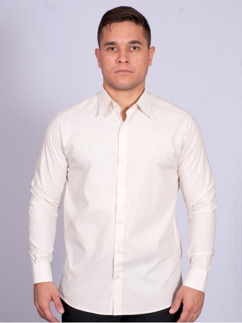 Camisa manga longa de linho misto amarela Camisa manga longa de linho misto amarela