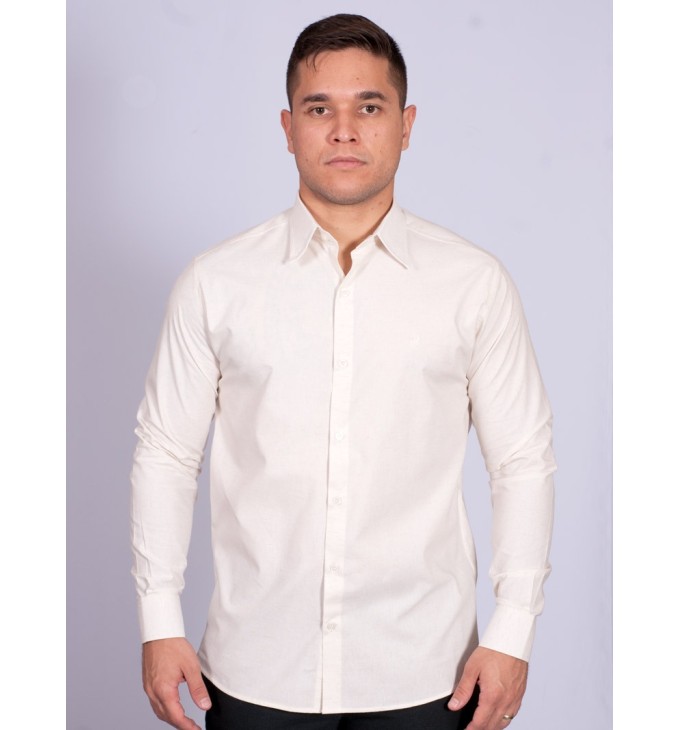 Camisa manga longa de linho misto amarela Camisa manga longa de linho misto amarela