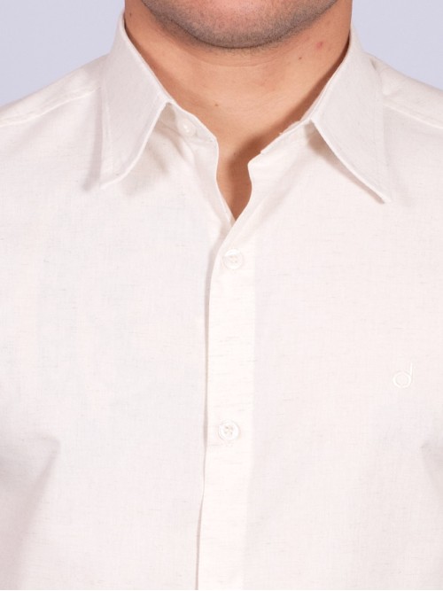 Camisa manga longa de linho misto amarela Camisa manga longa de linho misto amarela