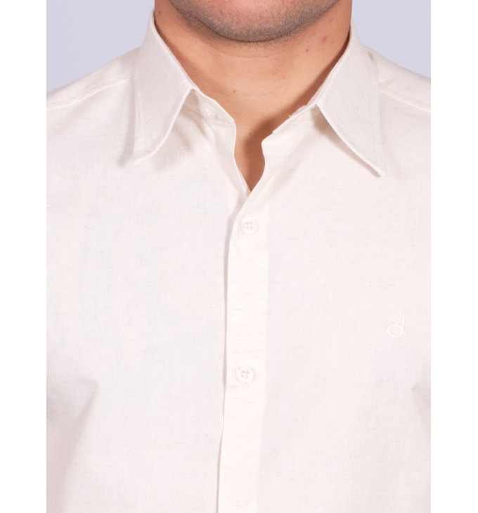 Camisa manga longa de linho misto amarela Camisa manga longa de linho misto amarela