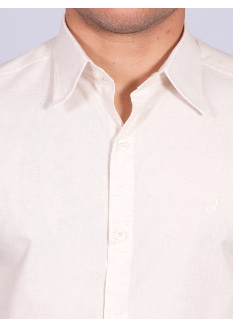Camisa manga longa de linho misto amarela