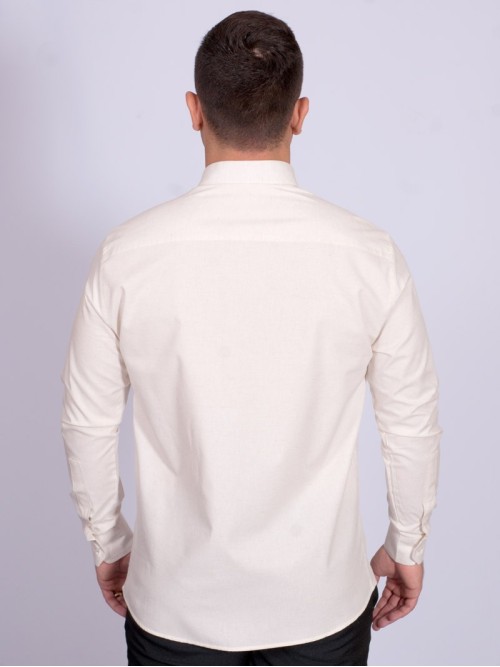 Camisa manga longa de linho misto amarela Camisa manga longa de linho misto amarela