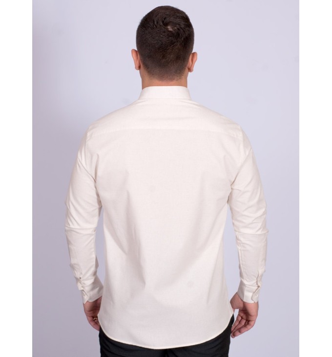 Camisa manga longa de linho misto amarela Camisa manga longa de linho misto amarela