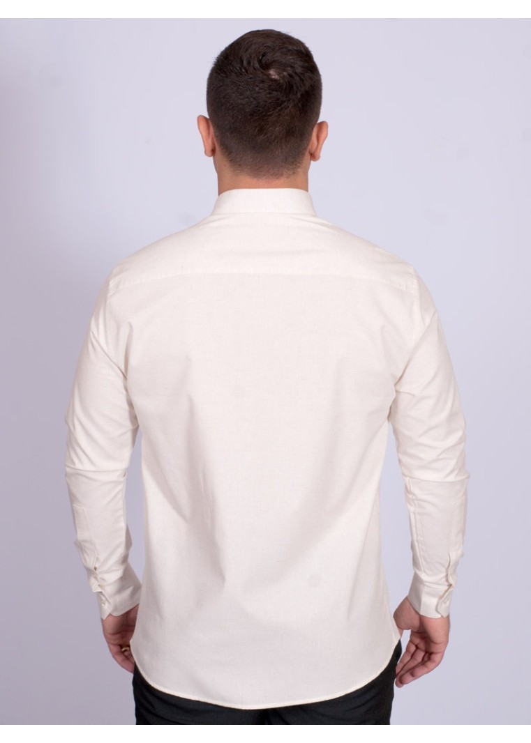 Camisa manga longa de linho misto amarela