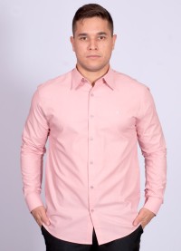 Camisa manga longa de linho misto nude