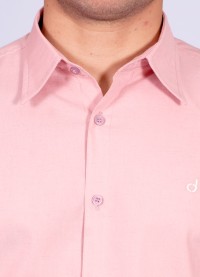 Camisa manga longa de linho misto nude