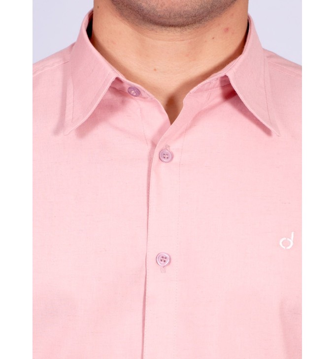 Camisa manga longa de linho misto nude Camisa manga longa de linho misto nude