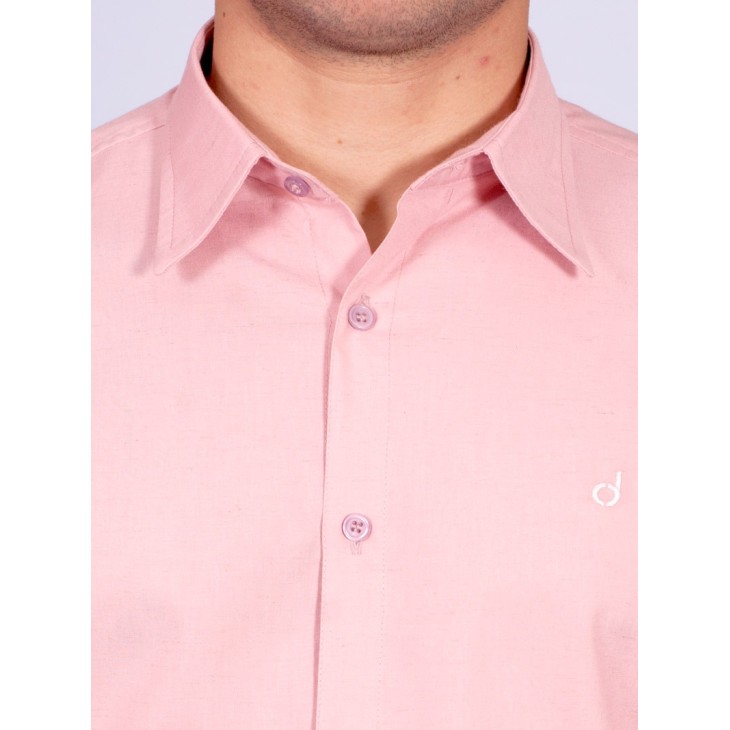 Camisa manga longa de linho misto nude