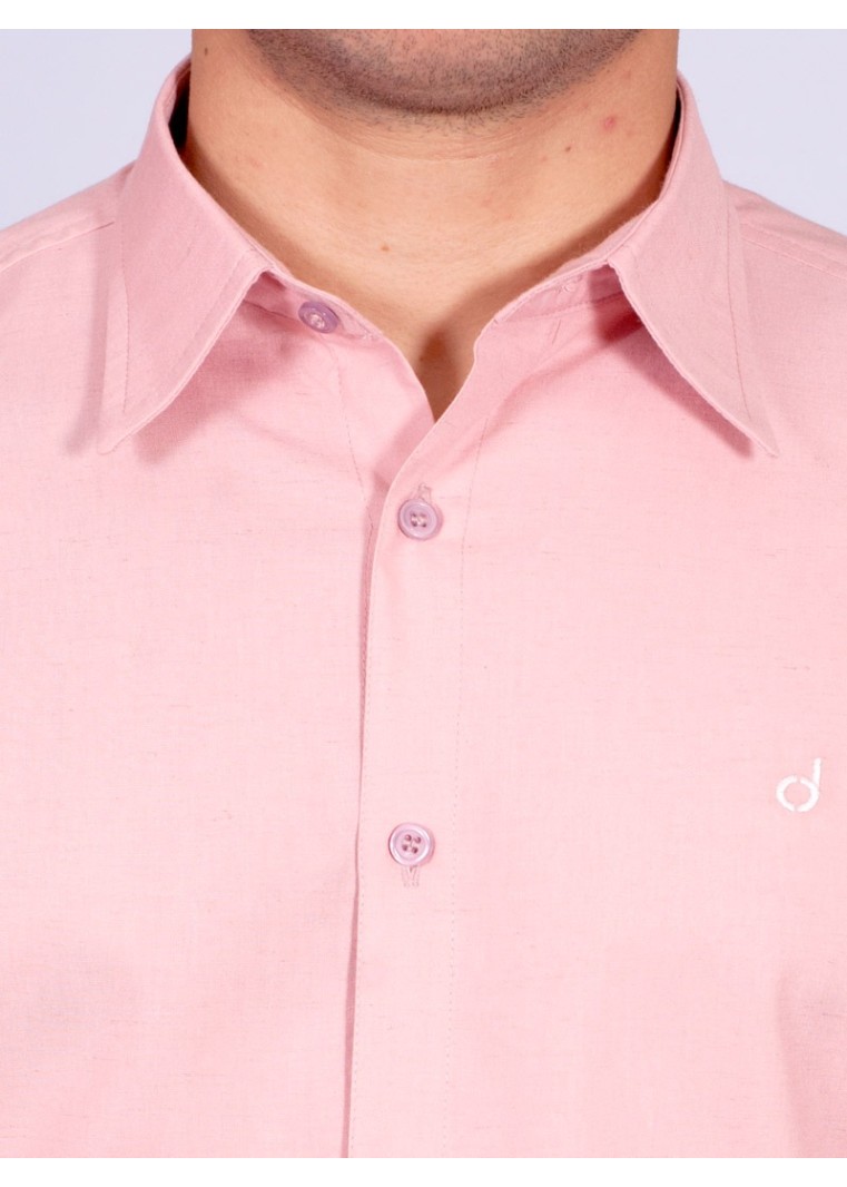 Camisa manga longa de linho misto nude