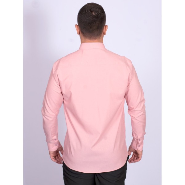Camisa manga longa de linho misto nude