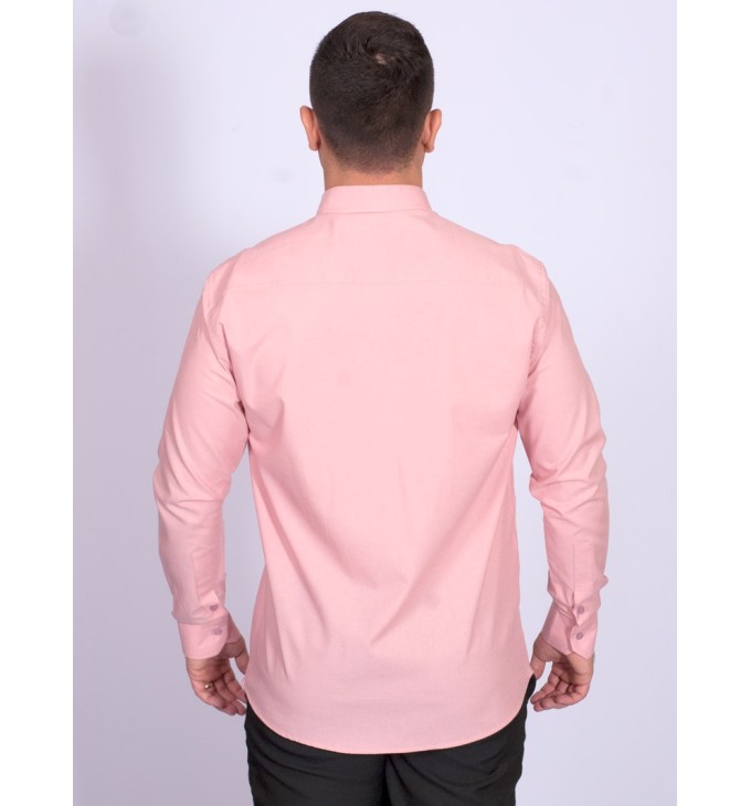 Camisa manga longa de linho misto nude Camisa manga longa de linho misto nude