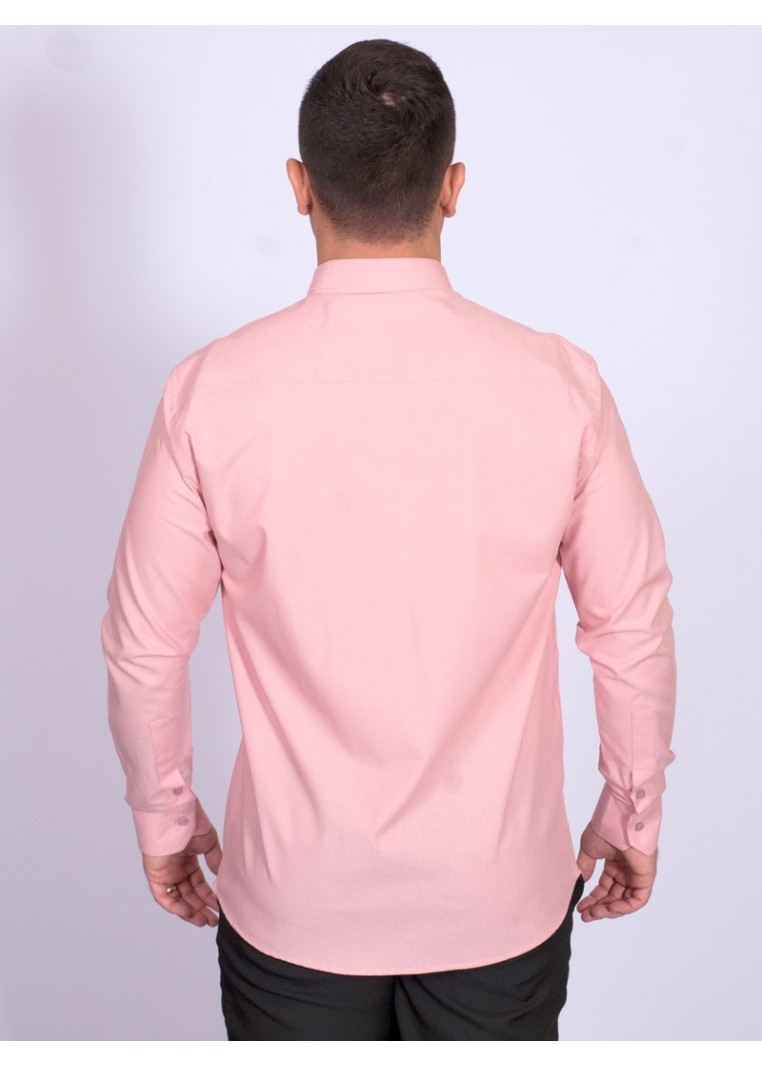 Camisa manga longa de linho misto nude